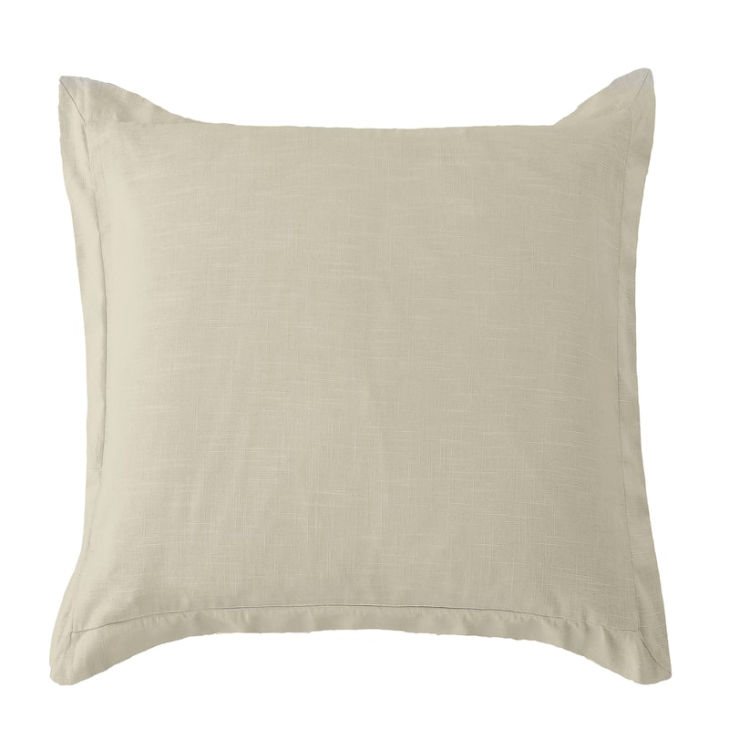 HiEnd Accents Luna Washed Linen Tailored Euro Sham, 27"x27" - Light Tan