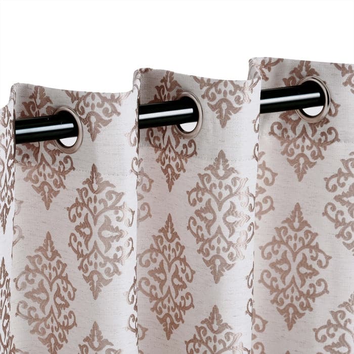 Superior Venetian Damask Jacquard Embroidered Washable Curtains, Set of 2