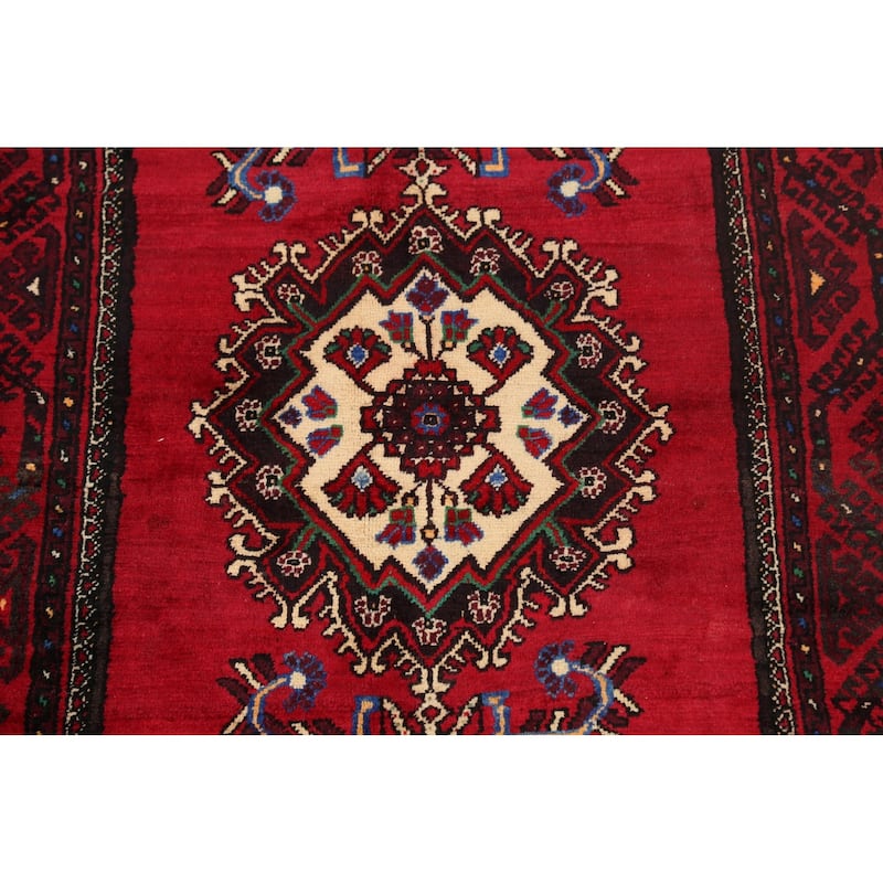 Geometric Balouch Persian Wool Area Rug Hand-knotted Foyer Carpet - 3'3" x 4'11"