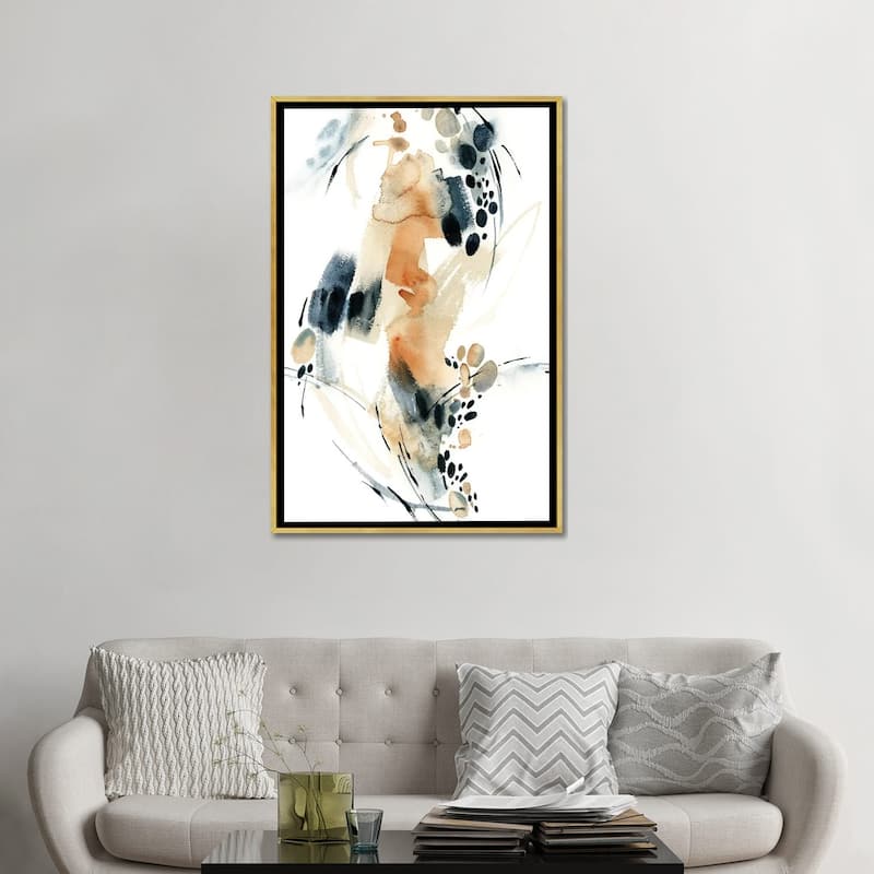 iCanvas "Abstract In Blue And Terracotta IV" by Sophie Rodionov Framed Canvas Print