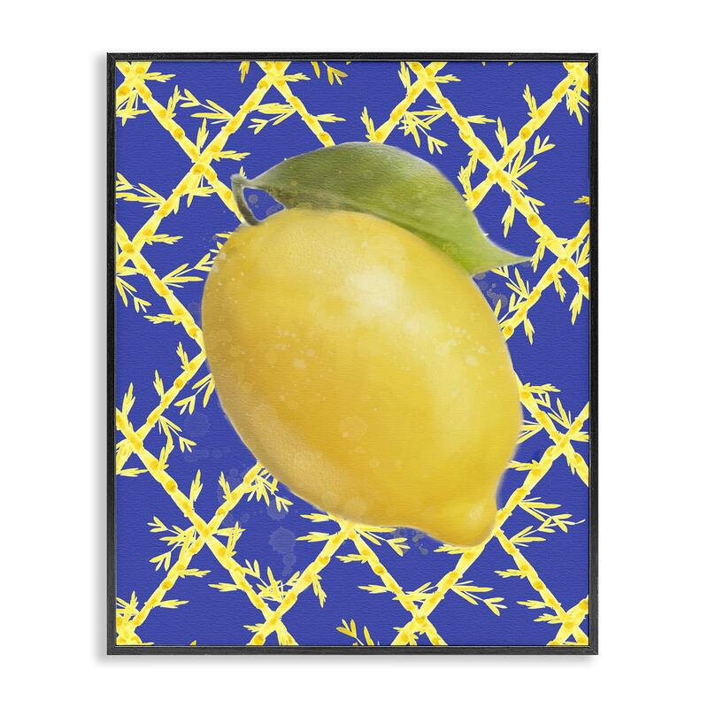 Stupell Bold Lemon over Blue Framed Giclee Art Design By Matthew Piotrowicz - 24 x 30 - Black
