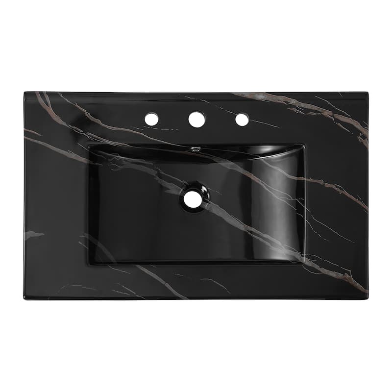 Aubert 3-Hole Classic Contemporary Rectangular Ceramic Single Sink Basin Vanity Top, by JONATHAN Y