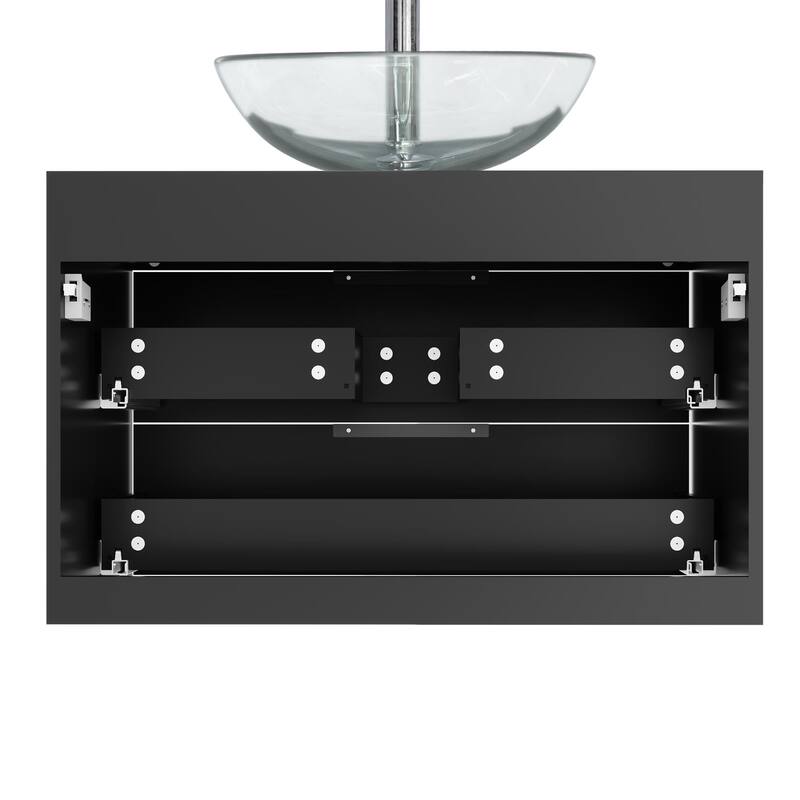 Modern Wall Mounted Bathroom Vanity Set with Vessel Sink & Faucet