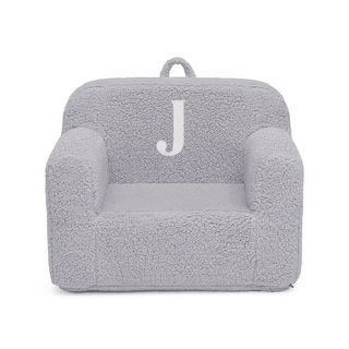 Personalized Monogram Cozee Sherpa Chair - Customize with Letter J - Foam Kids Chair for Ages 18 Months and Up