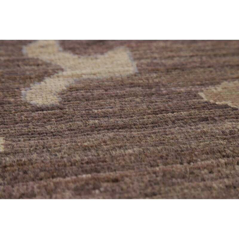 Hand Knotted Oriental 100% Wool Carpet Transitional All-Over Brown Oushak Area Rug - 11' 6'' X 9' 0''