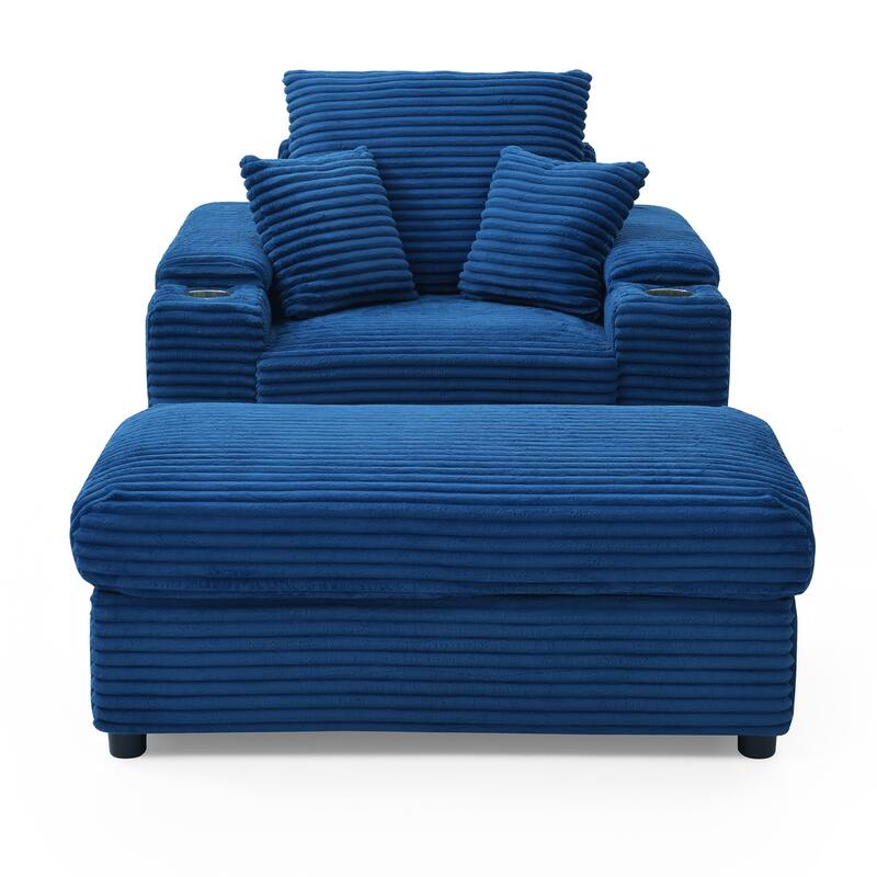Modern 33.4" Upholstered Accent Chair with Ottoman and Large Seat for Living Room