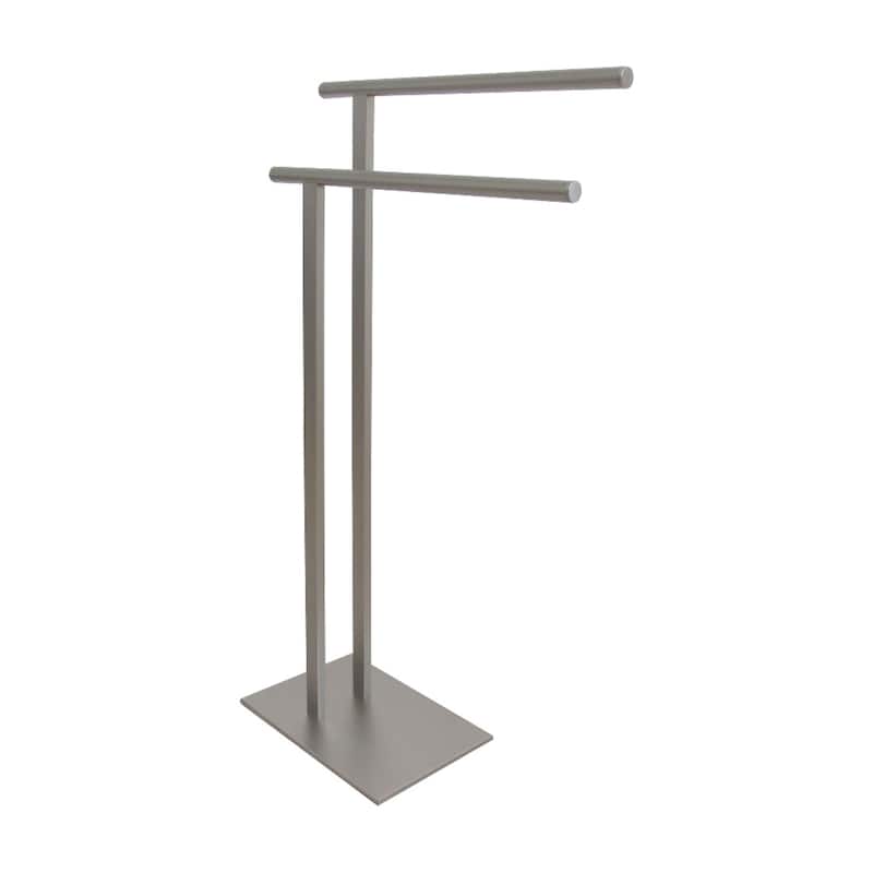 Edenscape Double L Shape Pedestal Towel Holder in Matte Black - Brushed Nickel