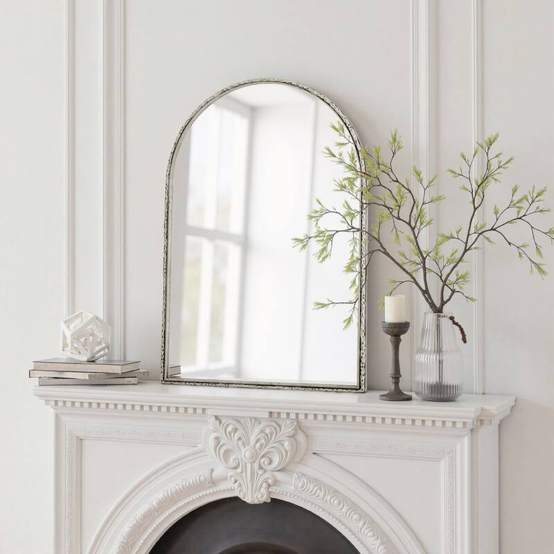 Silver Arched Wall Mirror - Bathroom Vanity & Home Decor