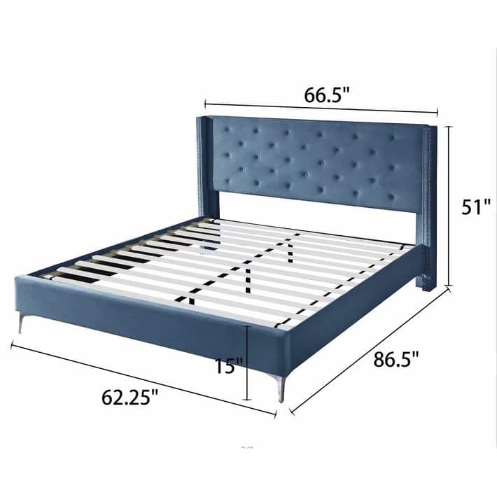 Morden Fort Queen-size Velvet Upholstered Platform Bed