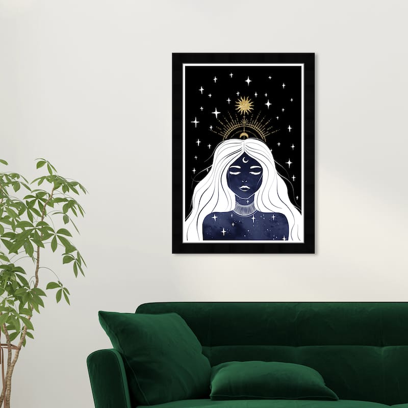 Wynwood Studio Prints People and Portraits Made Of Stars White and Dark Blue Modern & Contemporary Wall Art Canvas Print - Black
