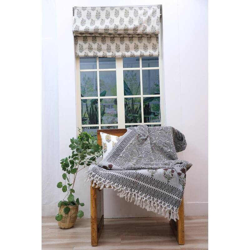 Fabdivine Aradhana Handloom Block Print Cotton Blanket - Cozy Layered Throw, Artistic Home Textile, Lounge & Bedroom Accessory