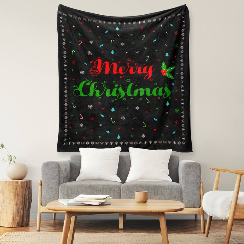 Christmas Prints Fleece Blanket Holiday Theme Fuzzy Warm and Cozy Throw Blanket