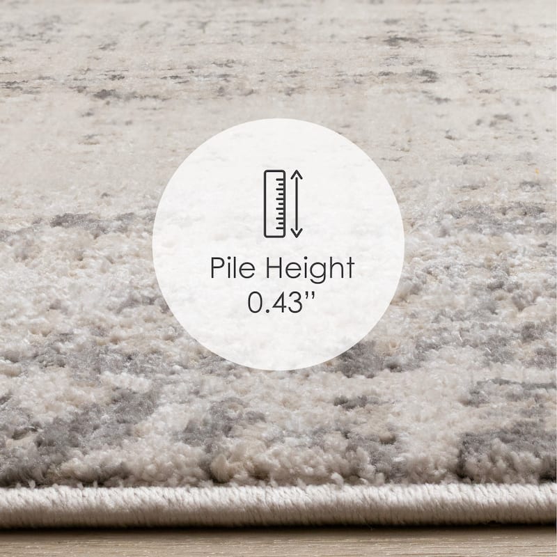 Grey Abstract Distressed High-Traffic Textured Area Rug