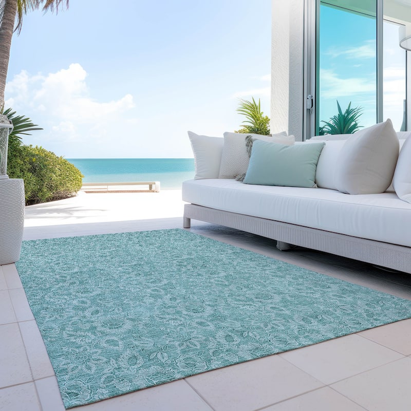 Machine Washable Indoor/ Outdoor Chantille Floral Rug