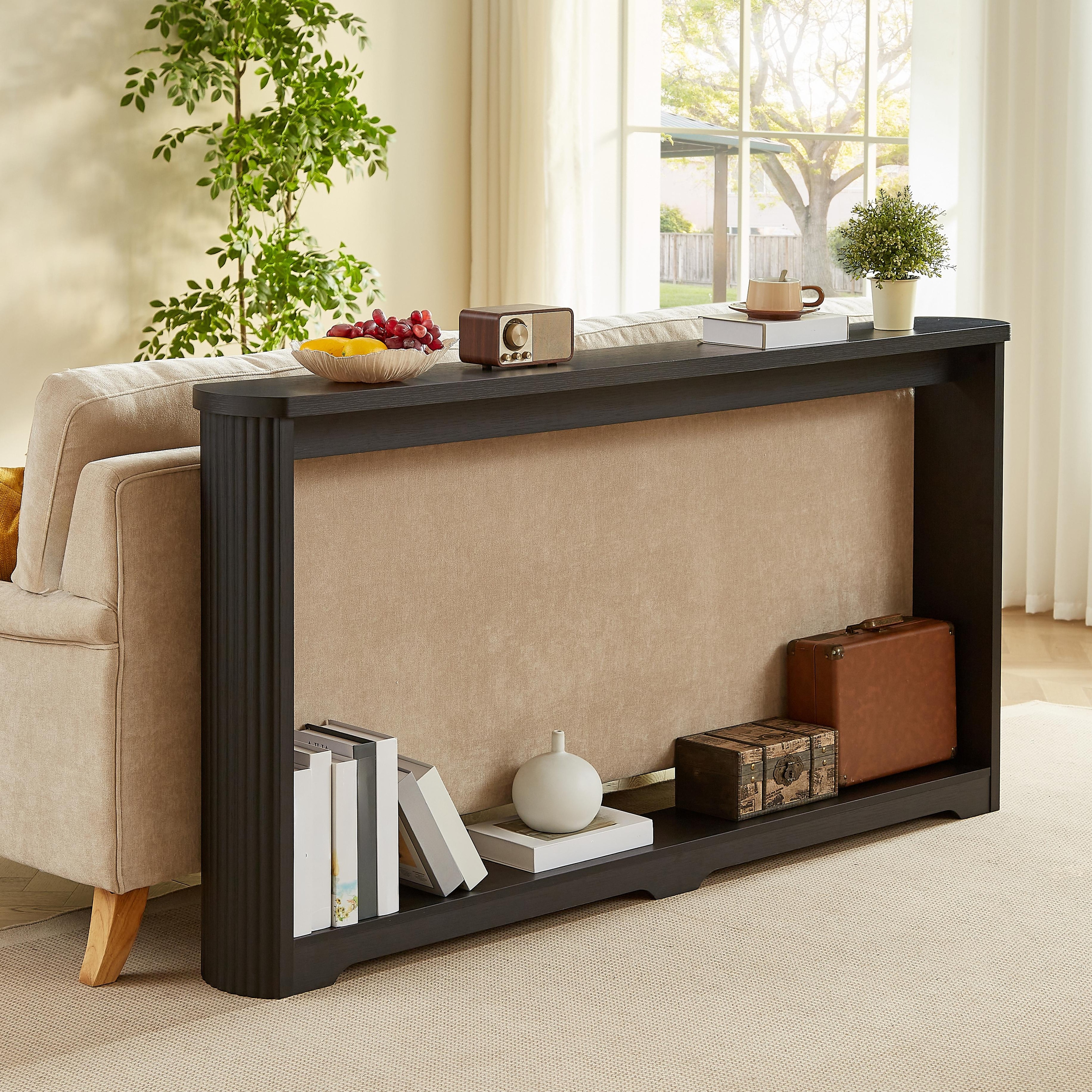 Console Table Side Table with Bottom Shelf, Rustic Side Table Hallway Table Entryway Table for Living Room