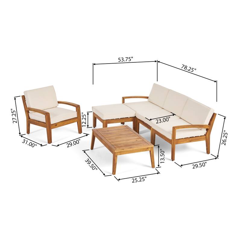 Grenada Outdoor 4-seat Acacia Sectional Sofa Set by Christopher Knight Home