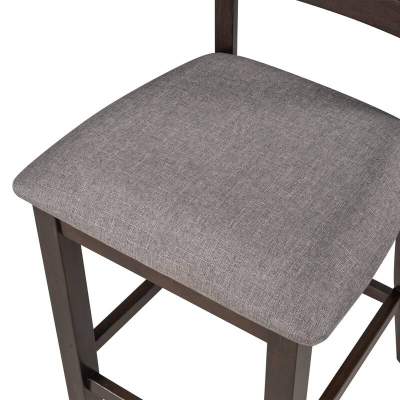 5-Piece Wooden Dining Set with Padded Chairs and Storage Shelving