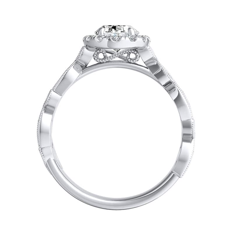 Auriya Platinum 1 carat TW Vintage Oval Halo Diamond Engagement Ring (H-I, SI1-SI2)