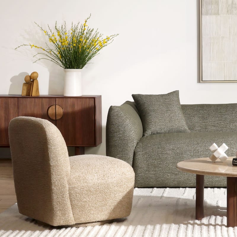 Darlene Upholstered Swivel Accent Chair, Sand