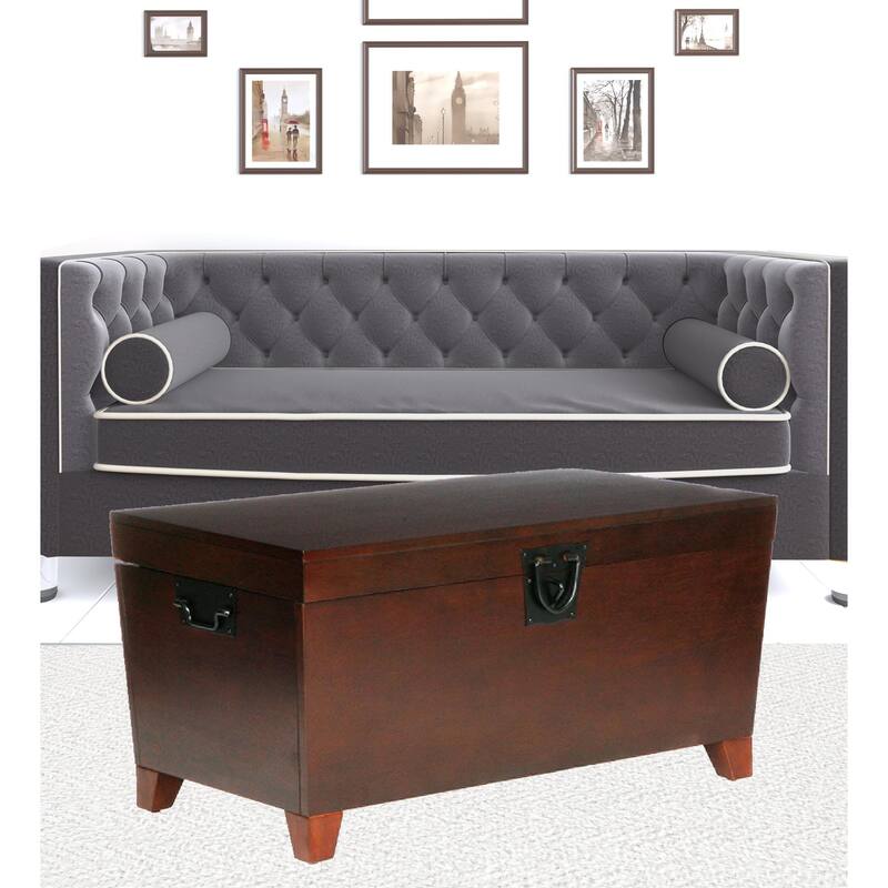 39" Brown Manufactured Wood And Metal Rectangular Coffee Table - 18.75" H x 38.757" W x 21.25" D