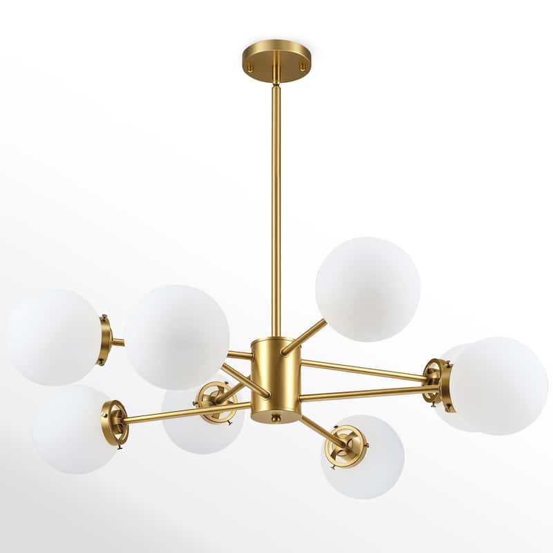 CO-Z Dimmable Modern Linear Sputnik Pendant Chandelier with Frosted Glass Globe Shades (6/8/12 - Light)