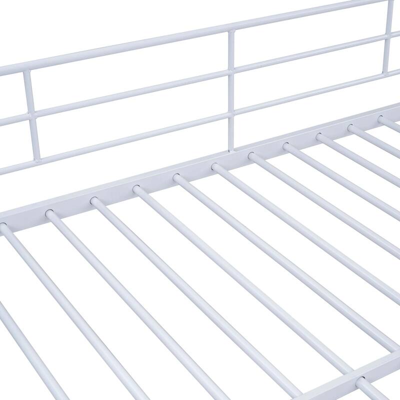 Full Over Full Metal Bunk Bed with Storage Ladder and Wardrobe