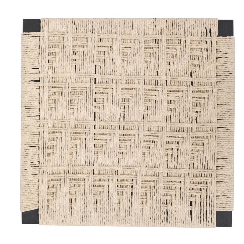 2-Piece Hand Weave Bar Stools Set, Counter Height Paper Rope Weave Dining Chairs with Footrest for Kichen Island, Bar & Counter