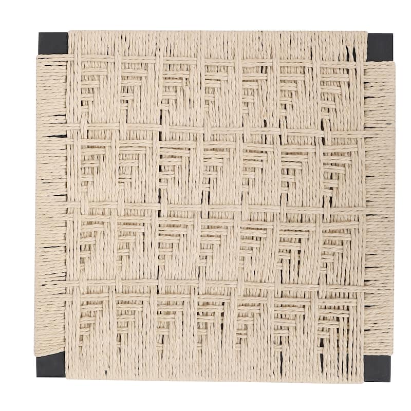 GDFStudio - Riviera Modern Handwoven Paper Rope Counter Height Bar Stool with Metal Frame & Backrest, Set of 2 - 34.84"H