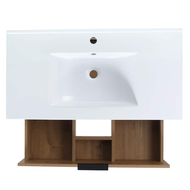 Plywood Freestanding Bathroom Vanity Set with Integrated Sink