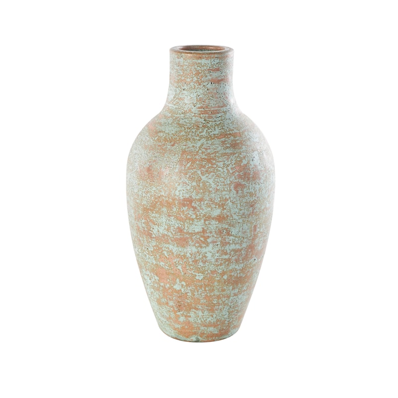 Ceramic Antique Style Textured Patina Vase - Brown - Roche River Decor - 10"W x 10"L x 20"H