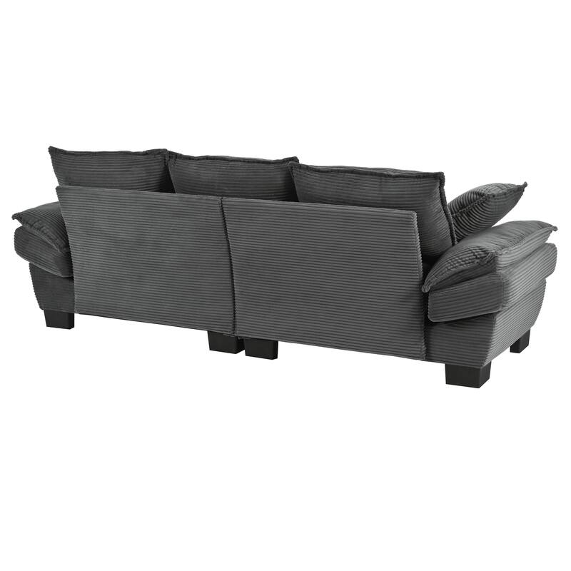 Modern Curved Corduroy Sofa with Decorative Throw Pillows, Plush, Sturdy, and Comfortable Couch for Living Room, Bedroom
