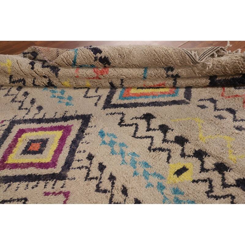 Tribal Moroccan Oriental Area Rug Handmade Wool Carpet - 9'0" x 12'4"