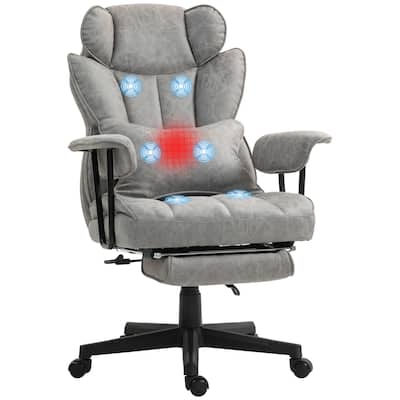 Massage Executive Chair 6 Vibration 400LBS Heated Big Tall with Footrest Lumbar Support Reclining Computer Chair Gray
