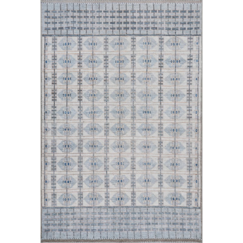 Nuloom Jasari Abstract Handmade Wool Area Rug - 7' 6" x 9' 6" - Light Blue - Rectangle