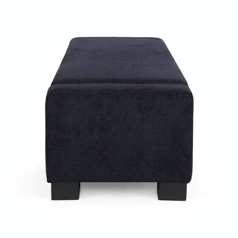 Rectangular Storage Ottoman - 50" Textured Fabric & Wood Base