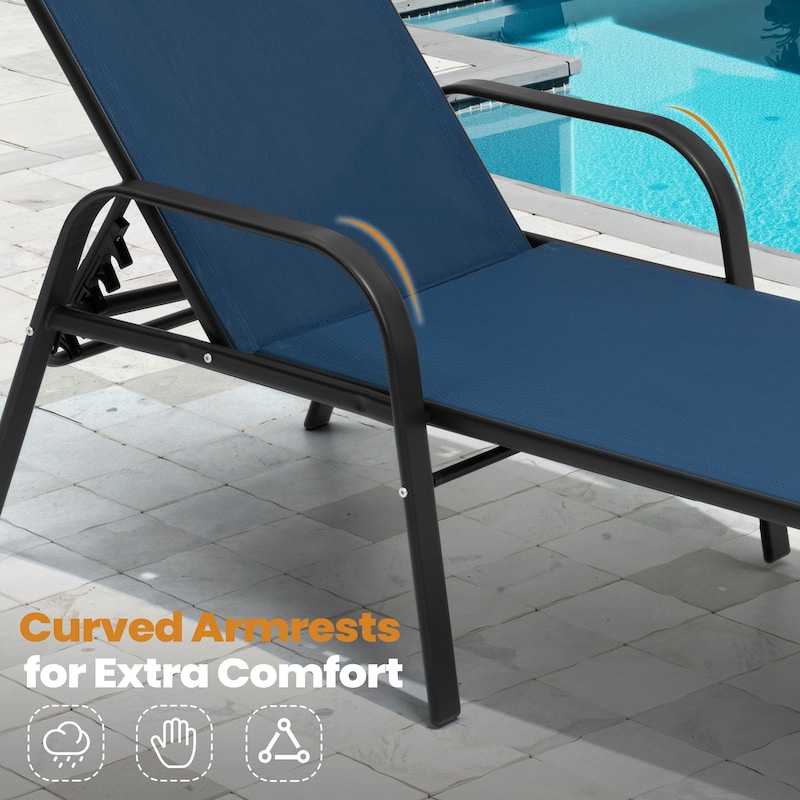 VredHom Outdoor Patio Adjustable Chaise Lounges Chairs