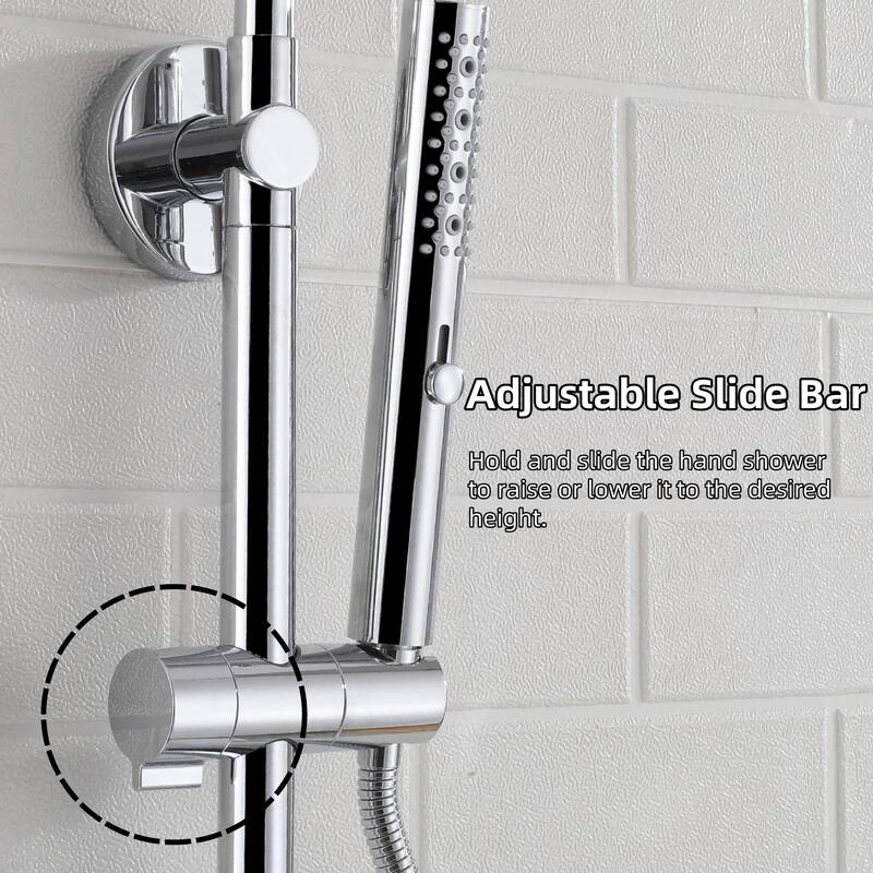 Modland 4-Way Exposed Retrofit Shower System with Rainfall & Handheld, Easy Install in Black/Nickel/Chrome