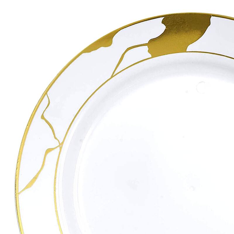 Elegant Marble Rim Disposable Plastic Plate Packs - Party Supplies