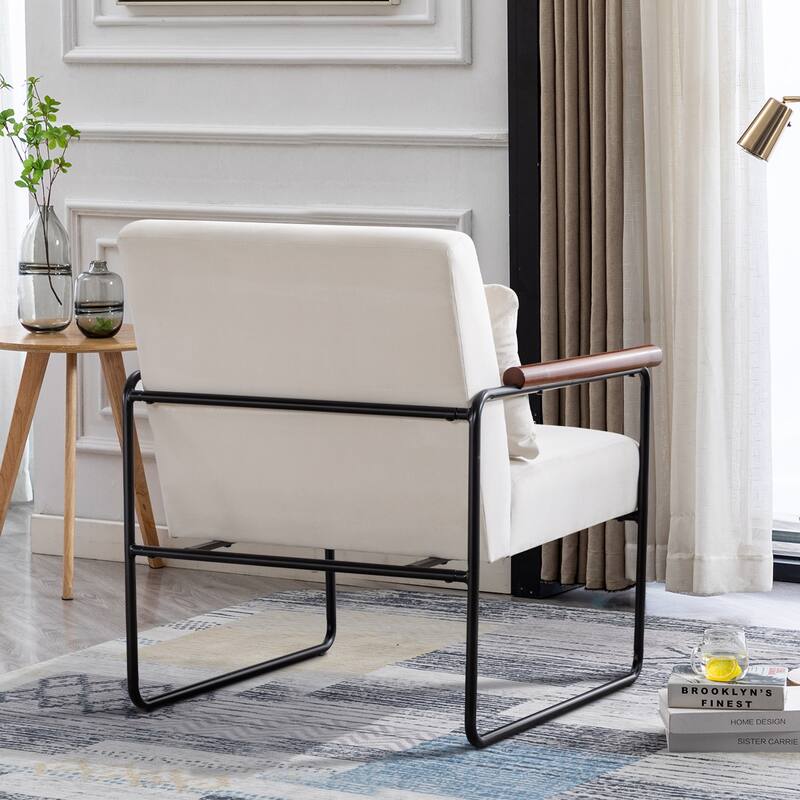 Upholstered Faux Suede Lounge Armchairs with Steel Frame for Living Room