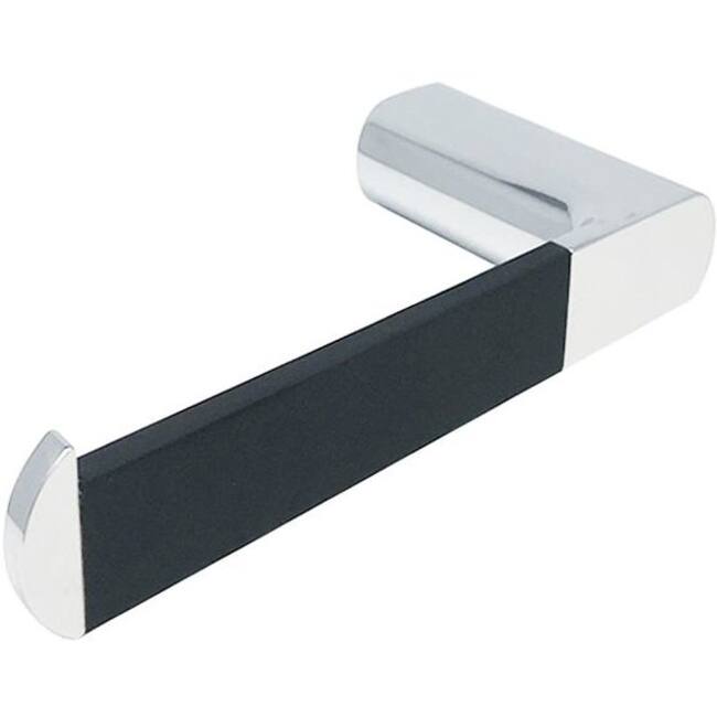 WS Bath Collections Mito Wall Mounted Spring Hook Toilet Paper Holder - Chrome / Black Soft Touch