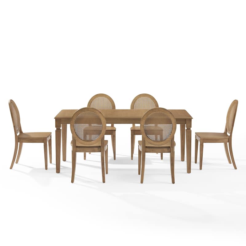Crosley Katia 7-Piece Dining Table Set For 6 With Cane-Back Chairs