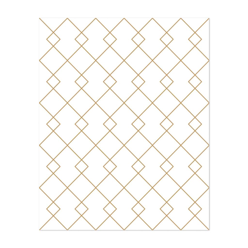 Elegant Gold Grids Line Drawing Abstract Bohemian Art Print/Poster