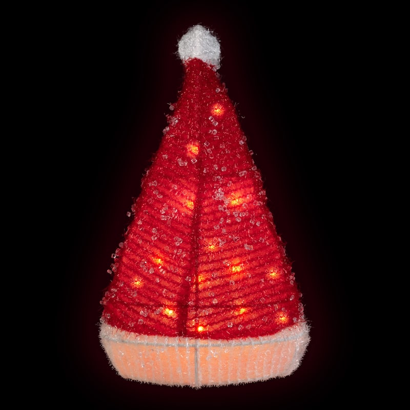 12.25" Lighted Santa Hat Christmas Tree Topper, Clear Lights
