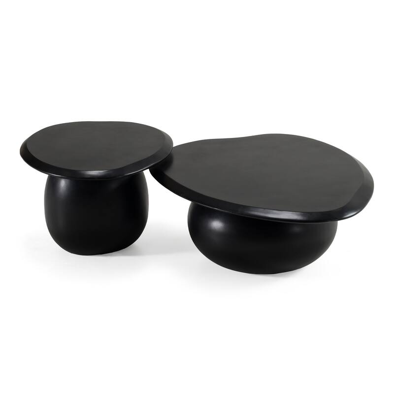 Kalvin Modern Black Concrete Nesting Coffee Table Set