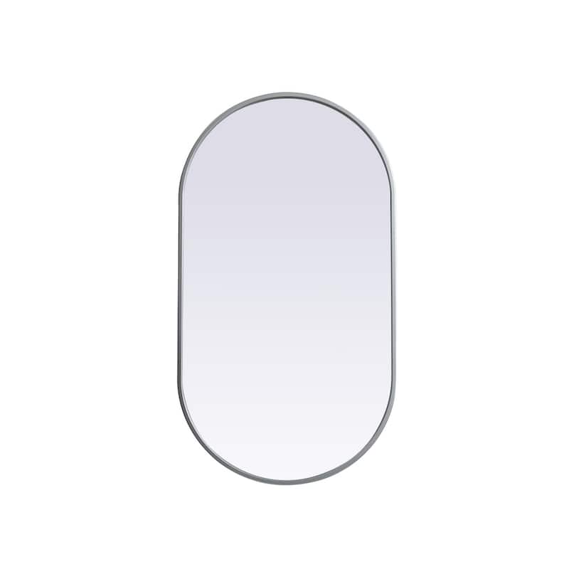 Indigo Home Metal Frame Oval Mirror 20x36 Inch - Silver