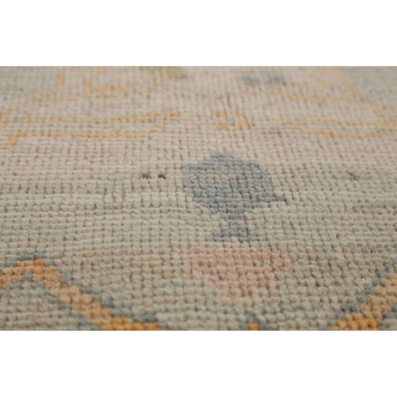 Hand Knotted Oriental 100% Wool Carpet Transitional All-Over Green Oushak Area Rug - 12' 0'' X 9' 3''