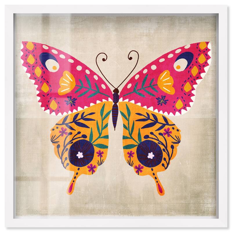 Butterfly Wings II Shadowbox by Art Remedy - White - 24" x 24"