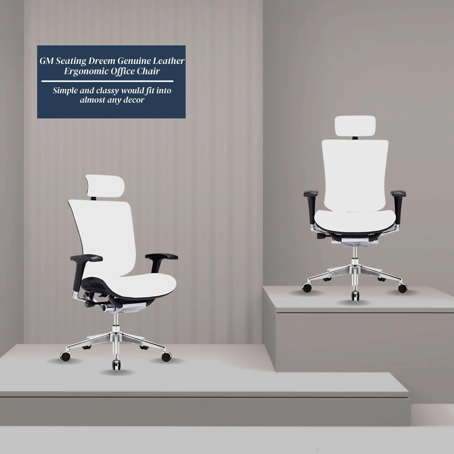 GM Seating Dreem Genuine Leather Ergonomic Office Chair Lumbar Support Executive chair N A