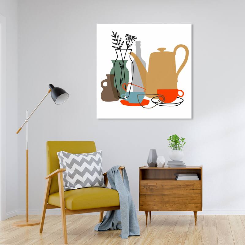 Wynwood Studio Prints Food and Cuisine Morning Tea Brown and Light Brown Modern & Contemporary Wall Art Canvas Print - 30 x 30