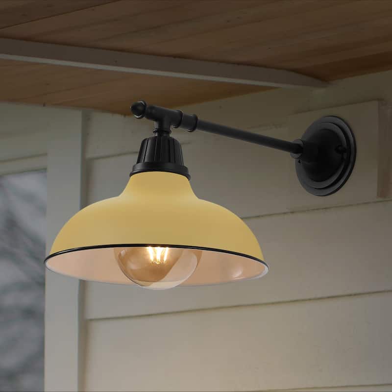 12.25" Indoor/Outdoor LED Arm Sconce, By JONATHAN Y - 12.25 - 12.25 - Matte Yellow/Black